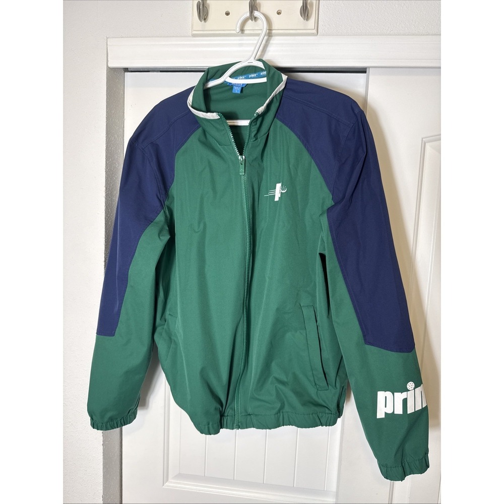 Prince Mens Lg Pickleball Tennis Green Windbreaker Full Zip Long Sleeve Jacket